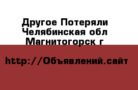 Другое Потеряли. Челябинская обл.,Магнитогорск г.